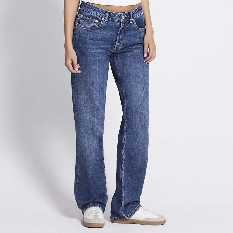 Mid waist straight jeans "Mid West" Mid wash